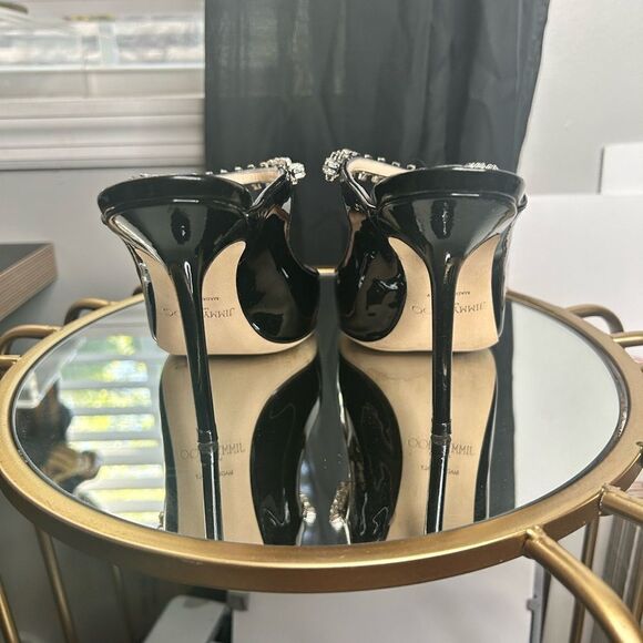 Jimmy Choo Bing 100 Patent Leather Mules with Crystal Strap Heels - Picture 10 of 10